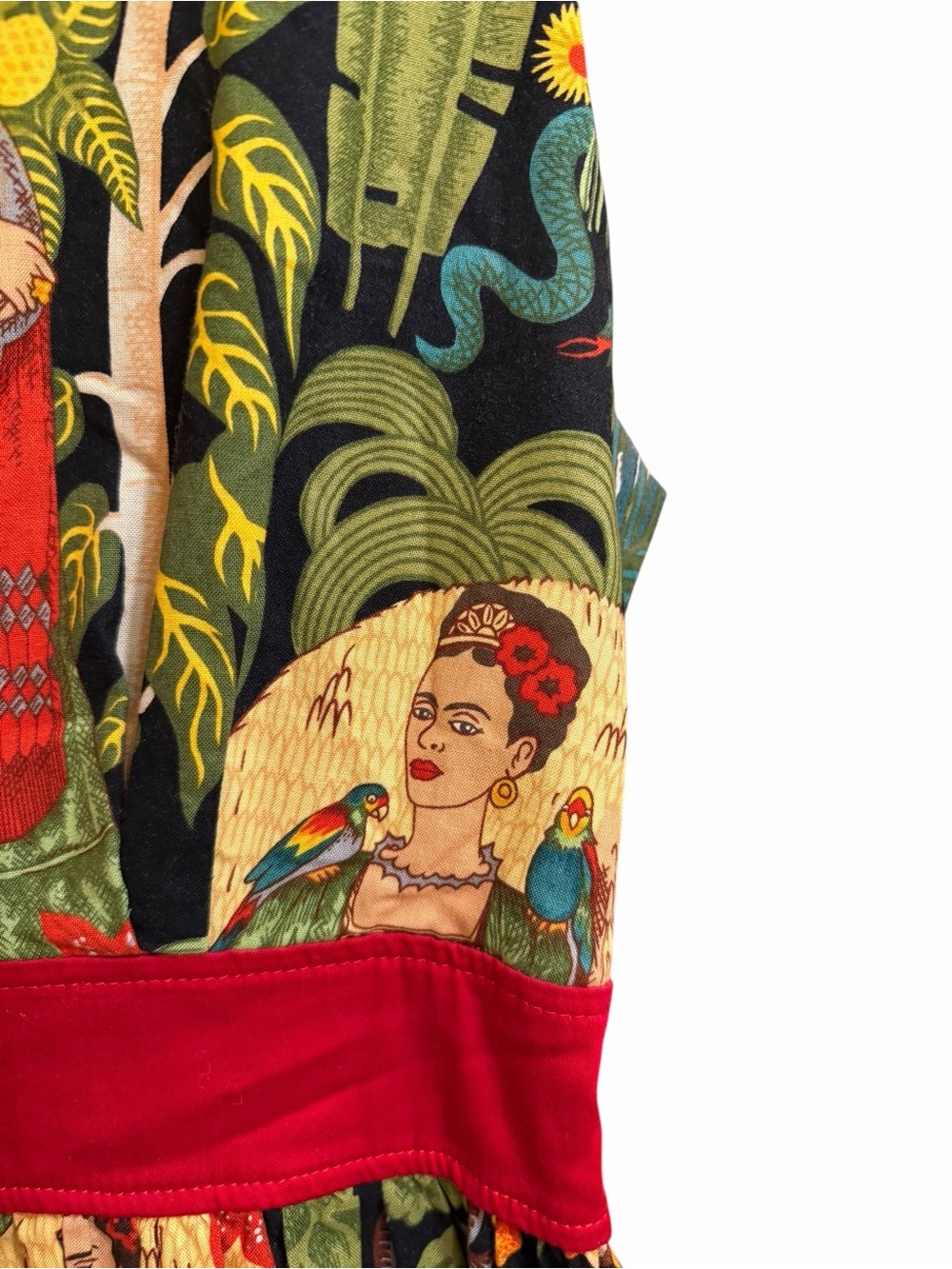 Hemet Frida Kahlo Mexican Folk Art Cotton Fit Flare Dress S Made USA - Picture 7 of 9